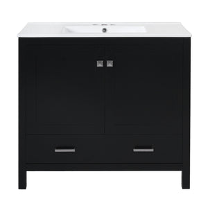 Bathroom Vanity With Sink, Soft Close Doors, Double Shelves & Divided Drawer