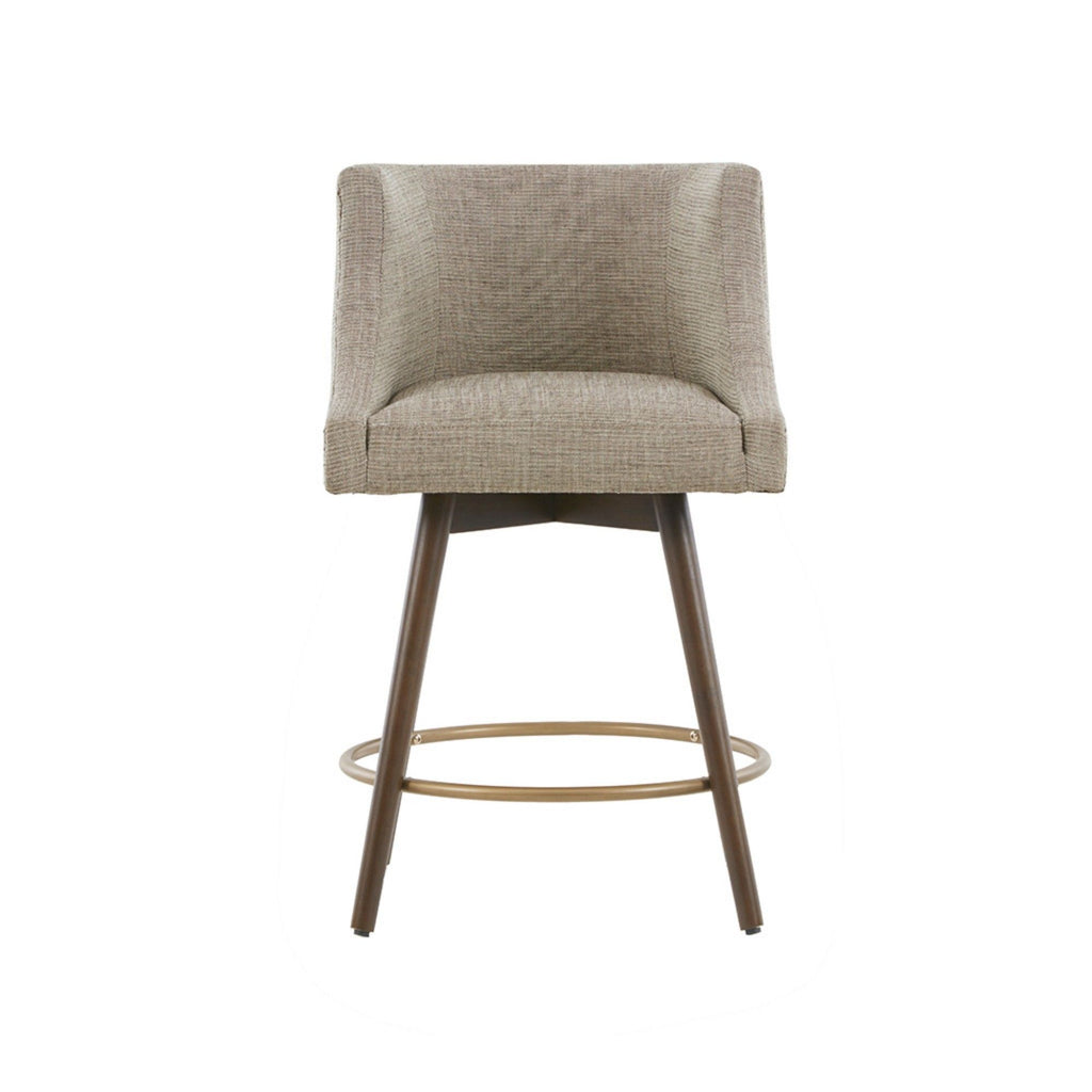 Swivel Counter Stool With Antique Bronze Detailing - Beige Multi