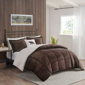 Alton - Down Alternative Comforter Set - Brown / Ivory