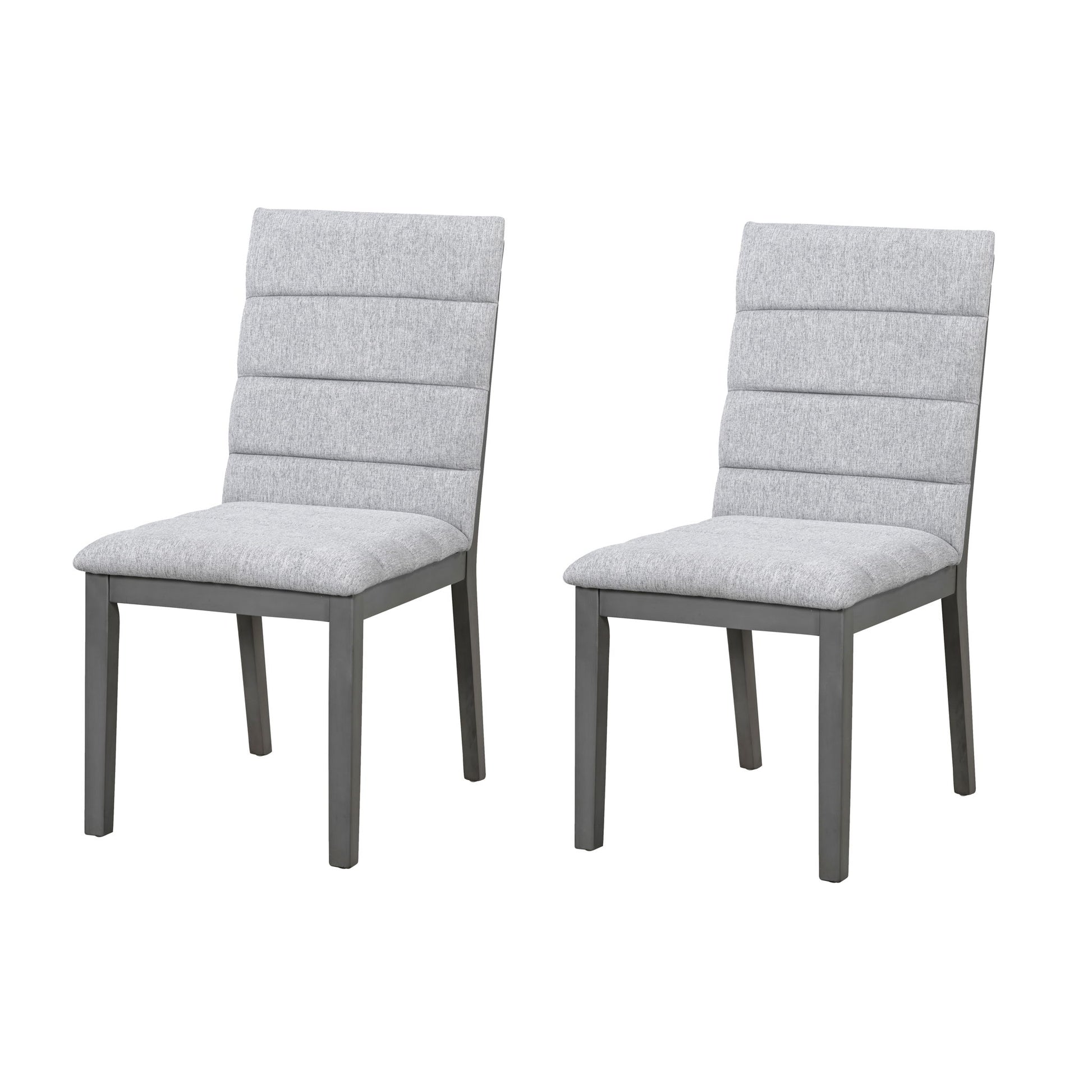 Tufted Upholstery Modern Dining Chairs (Set of 2) Sleek Comfort With Rubber Wood Frame - Gray / Oak