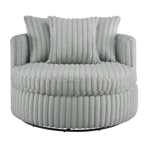 Mindy - Oversized Swivel Barrel Chair - Gray