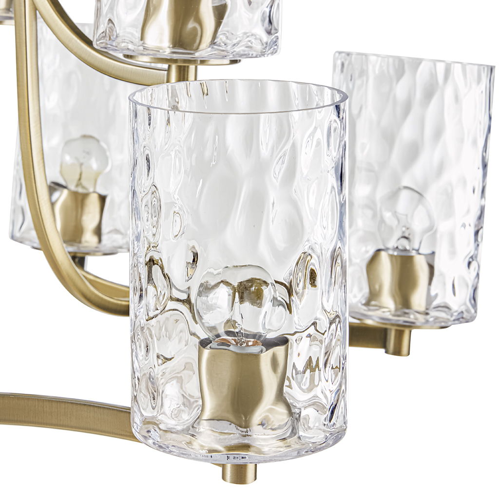 Opulentia - 9-Light Round Tiered Chandelier With Textured Glass Shades - Antique Brass