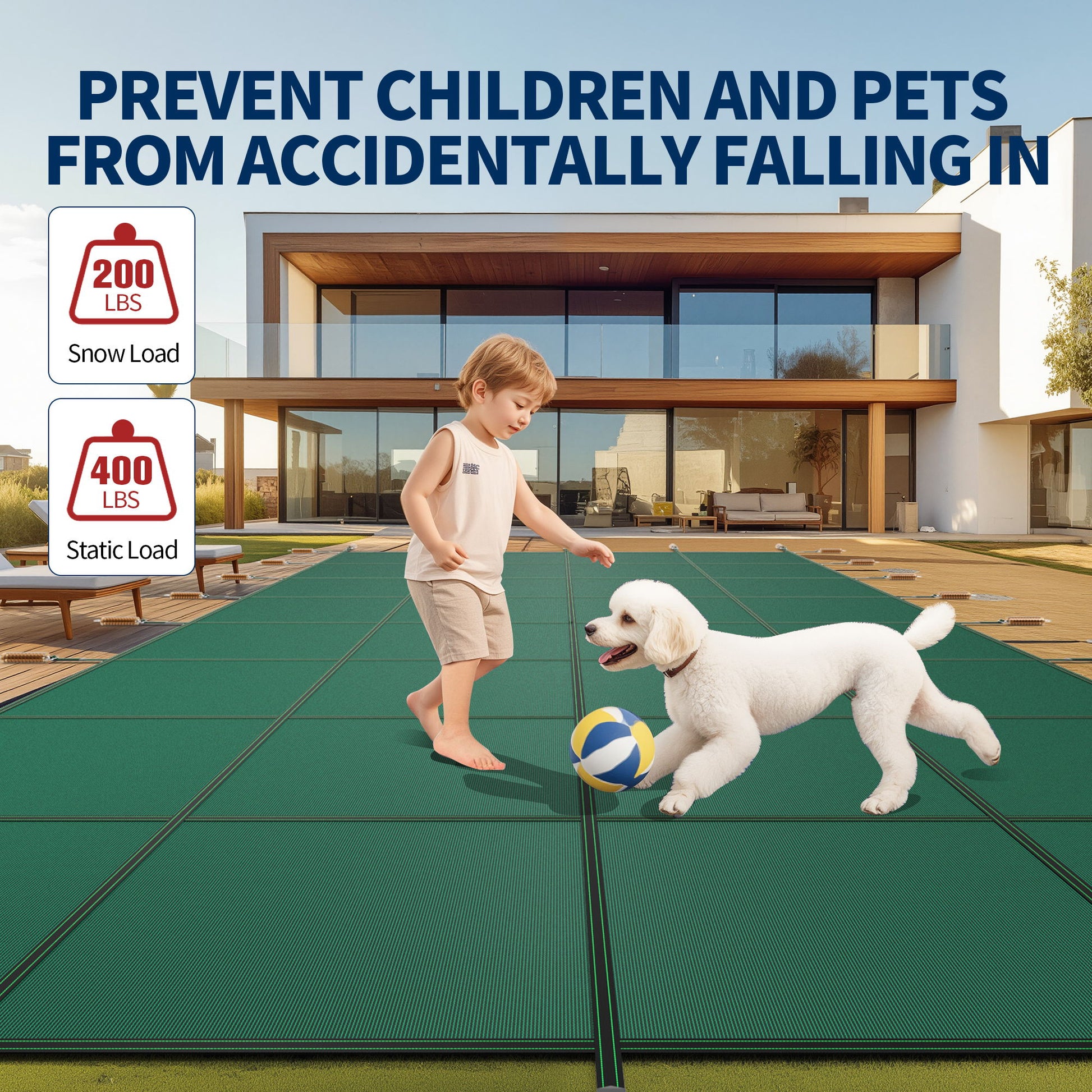 Swimming Pool Safety Cover For Underground Pools - Green