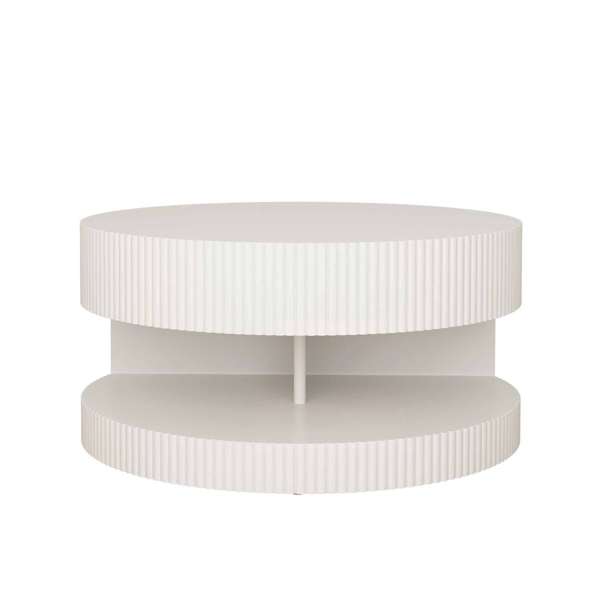 Round Coffee Table With Storage, Vertical Stripe Design