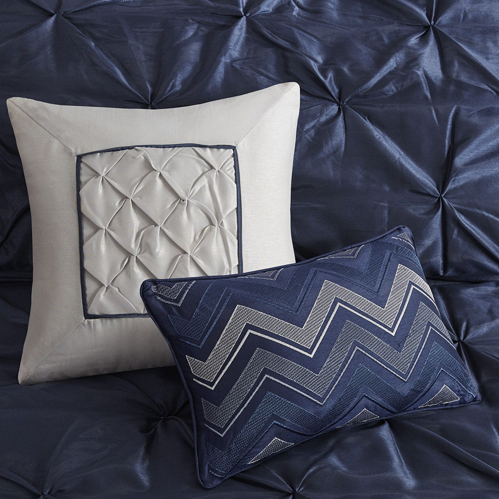 Laurel - California King 7 Piece Tufted Comforter Set - Navy