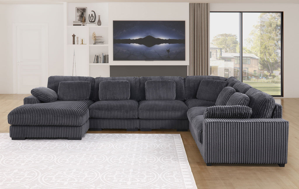 Nadine - Corduroy Modular Corner Sectional Sofa With Left Facing Chaise
