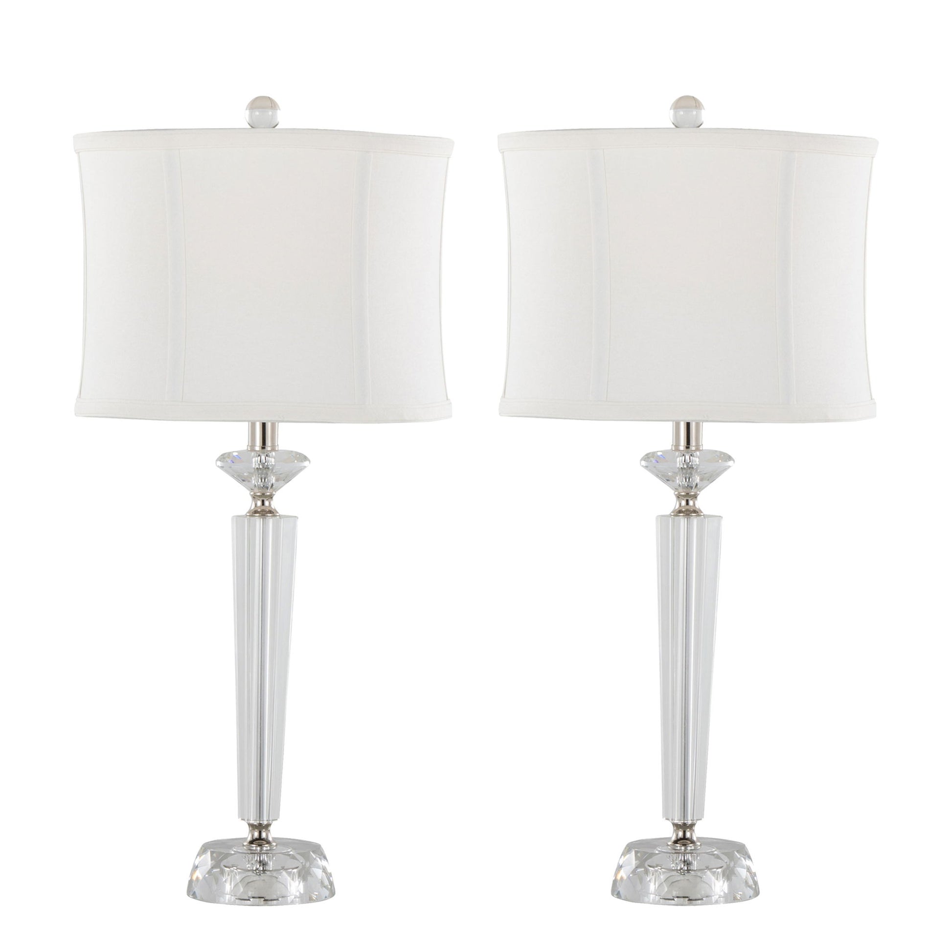 Diamond - Torch Contemporary Crystal Table Lamp (Set of 2) - Clear / Off White / Polished Nickel