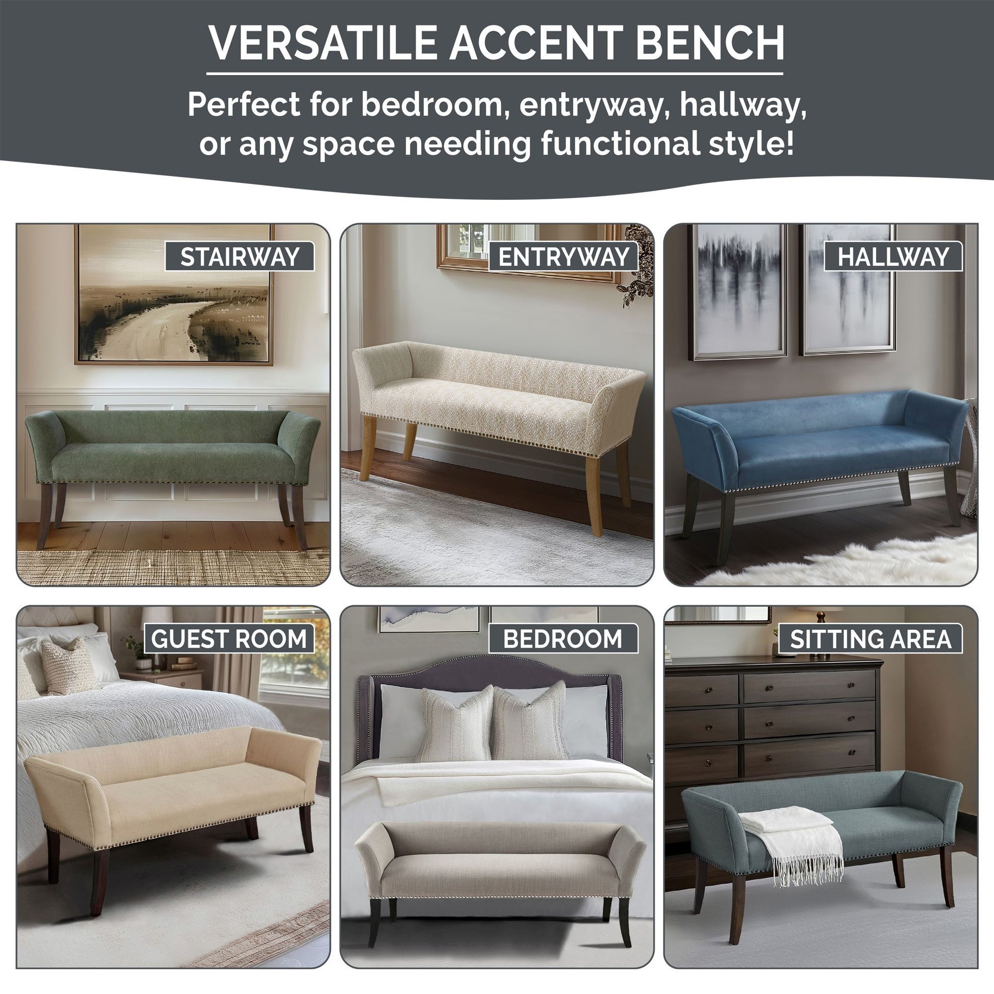 Welburn - Upholstered Bench With Back & Legs - Green