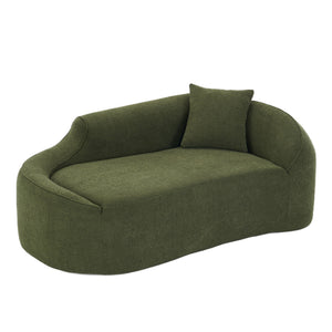Compression Curved Chaise Longue Chair Indoor Loveseat Sofa Bed With Deep Seat And Pillow - Green