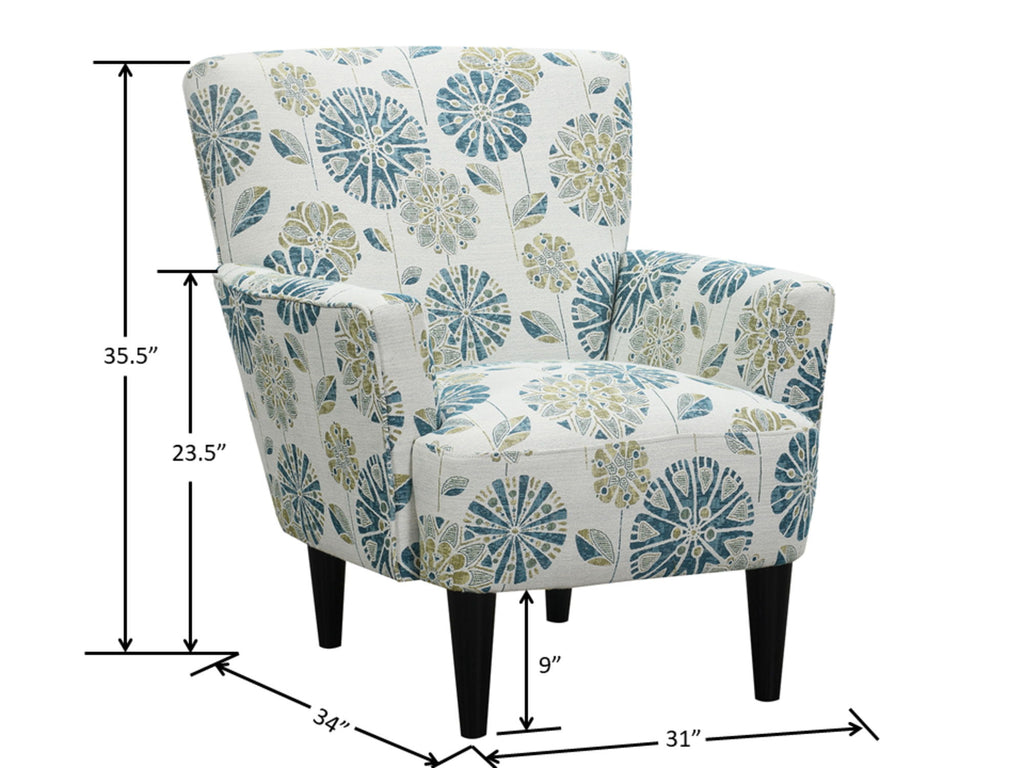 Floral Accent Chair - Blue - Wood