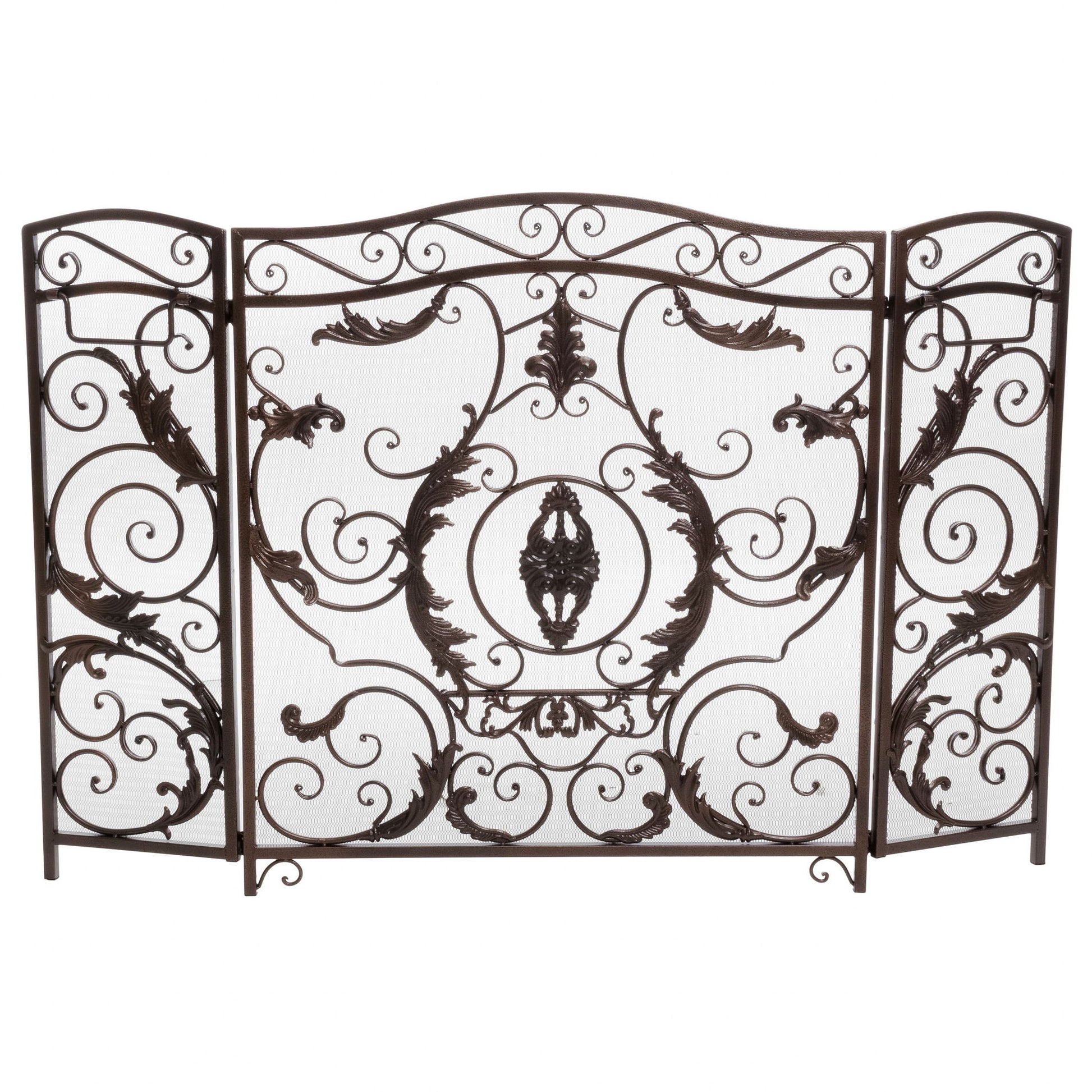 Mariella - Traditional Floral Iron Fireplace Screen With Ornate Design