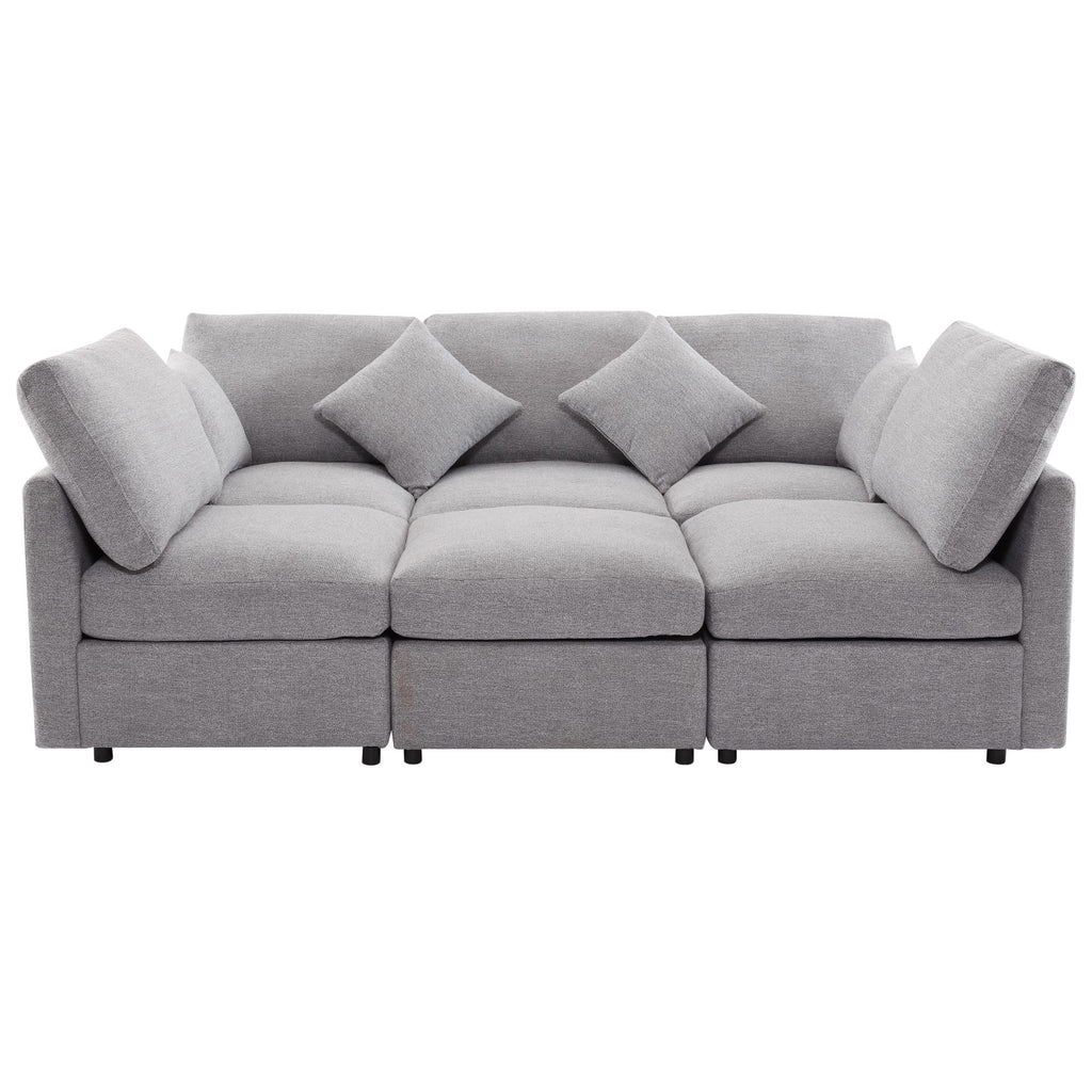 Sectional Sofa Modular U-Shaped With Ottoman & USB Ports