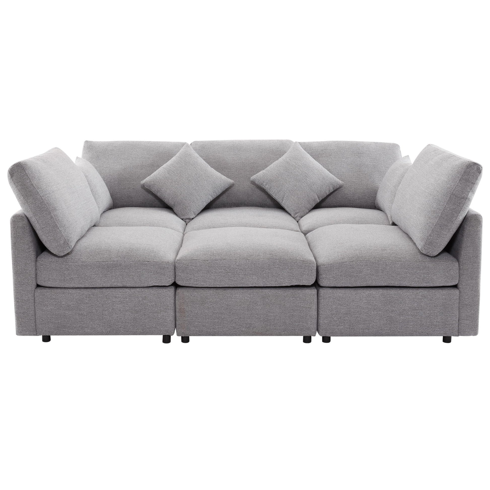 Sectional Sofa Modular U-Shaped With Ottoman & USB Ports