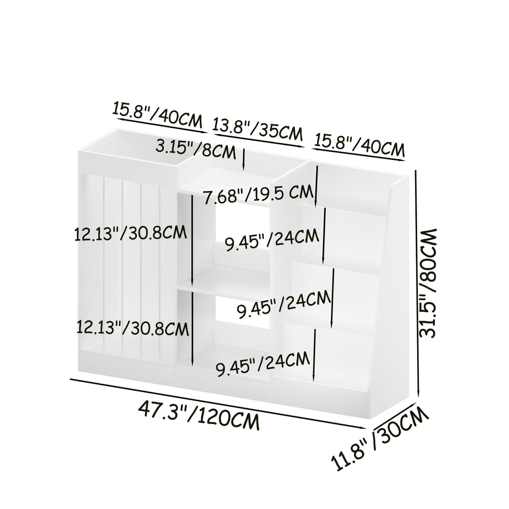 Bookshelf And Toy Storage, 3 Tier Montessori Bookcase With Stuffed Animal Organizer - White