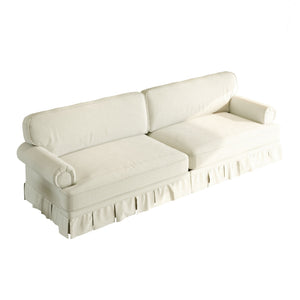 Luxuriously Comfortable Cloud Couch Sofa With Elegant Rolled Arms & Pleated Skirt Design