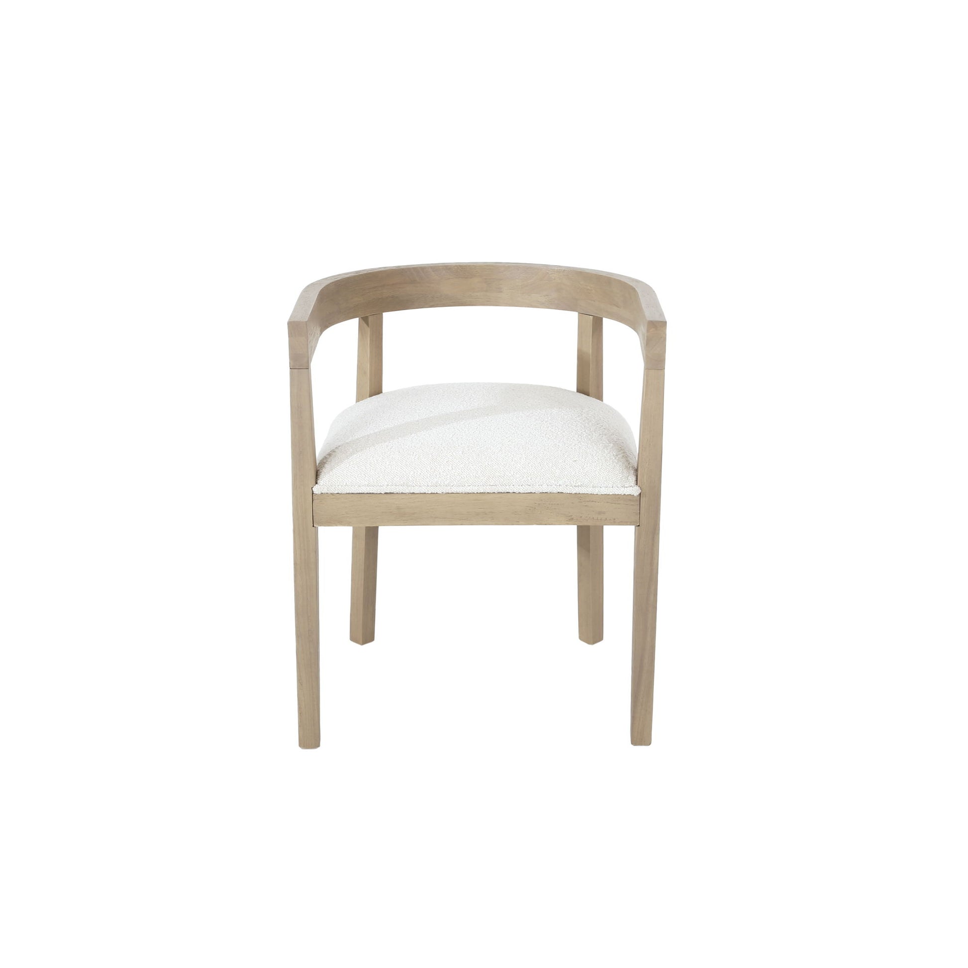 Modern Mid Century Dining Arm Chair Set With Upholstered Frame - Natural