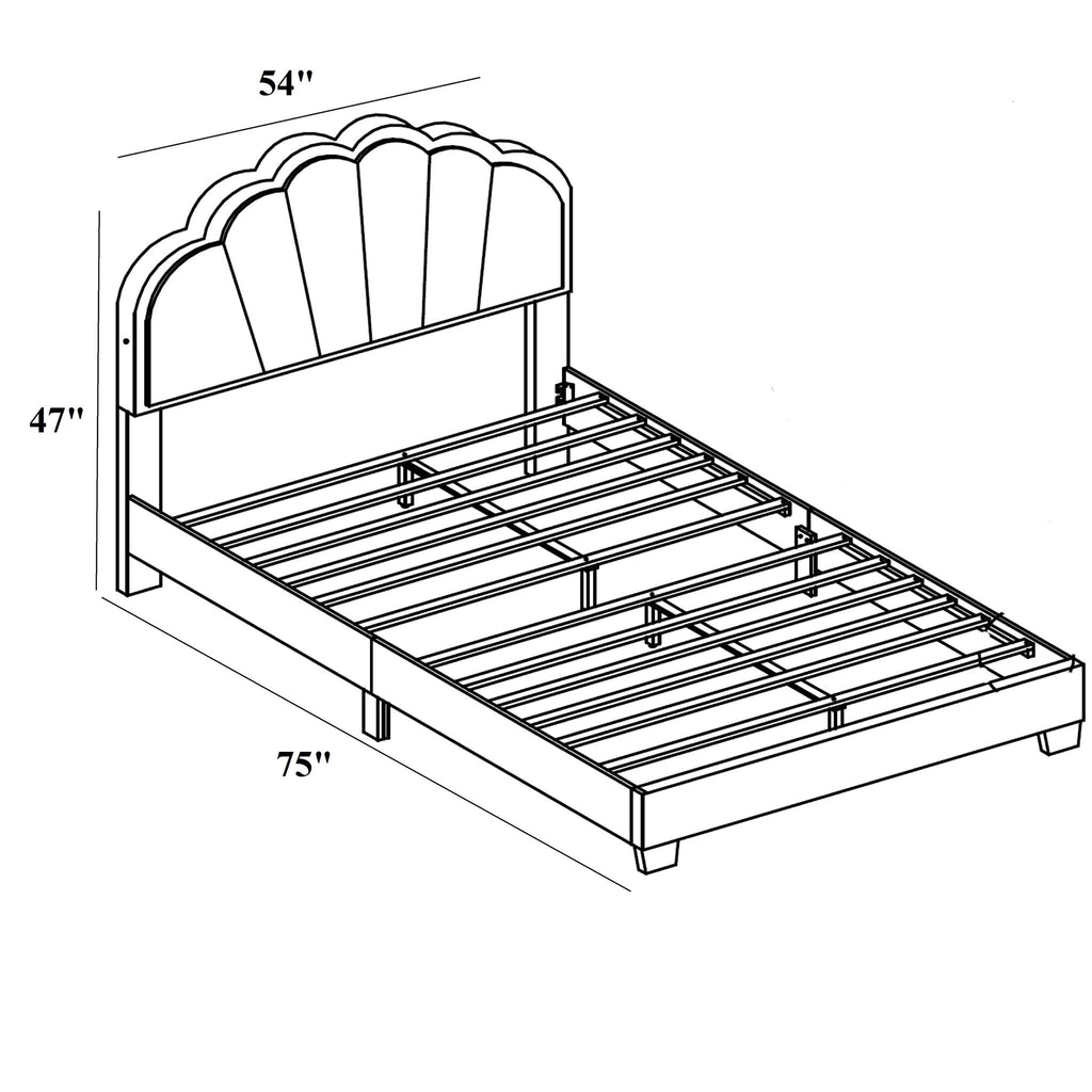 Bed With Floral Design Headboard And Built In LED Lighting