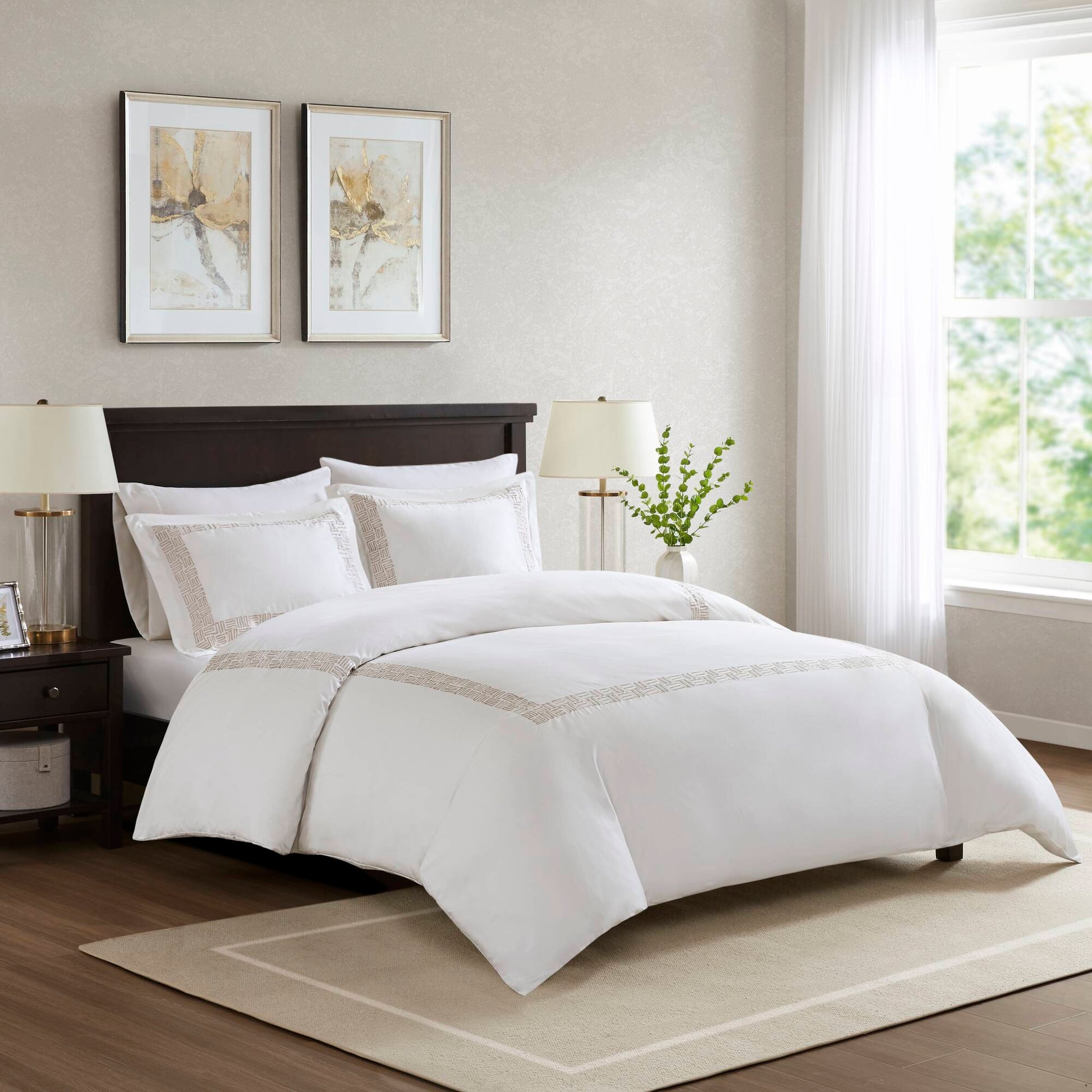 Nile - 3 Piece King/California King Sateen With Embroidery Duvet Set - Multi