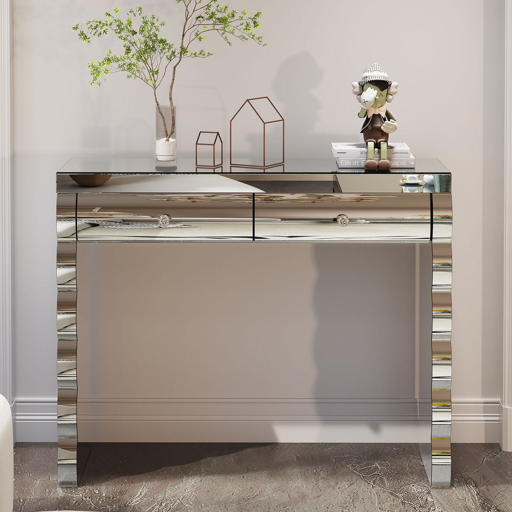 Console Table With 2 Drawers For Living Room - Silver