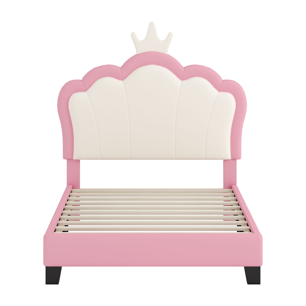 Upholstered Princess Platform Bed With Crown Headboard