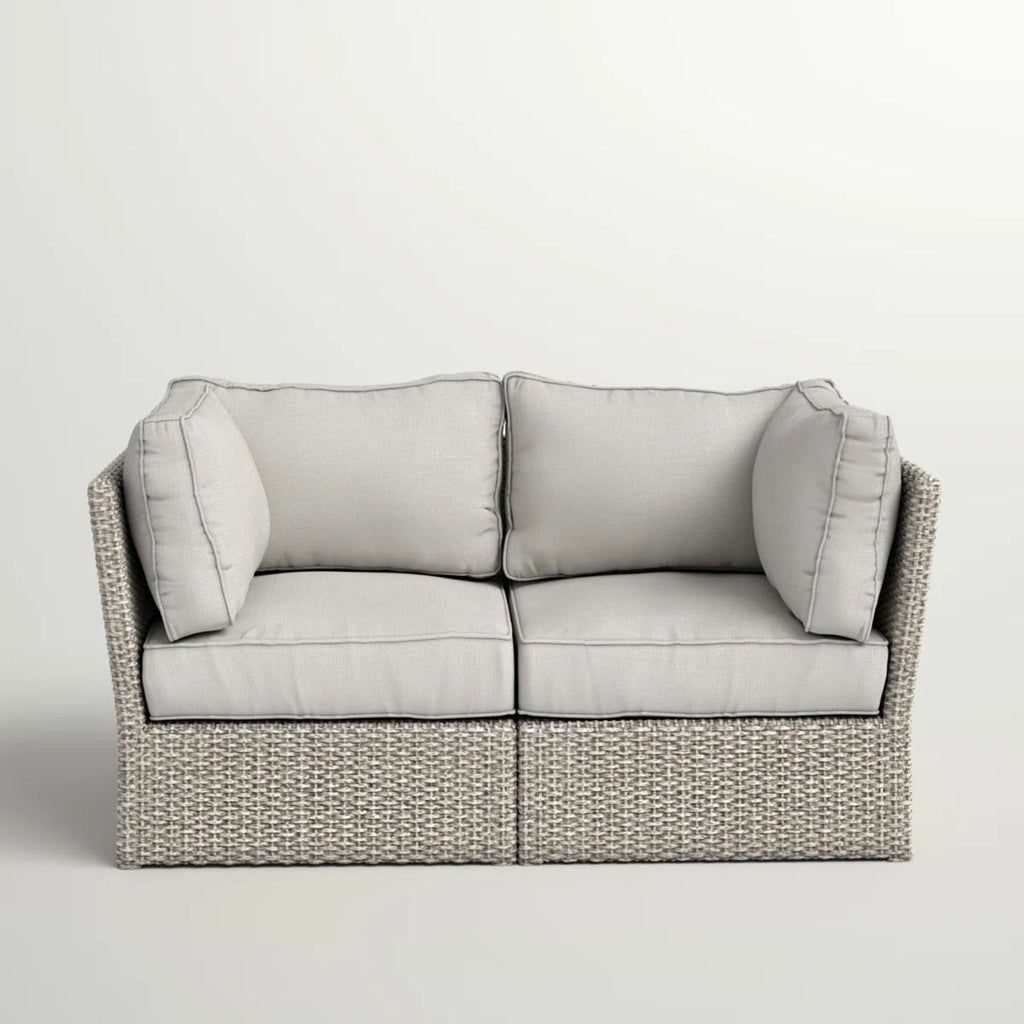 Modern Patio Wicker Loveseat With Cushions