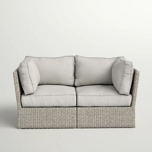 Modern Patio Wicker Loveseat With Cushions