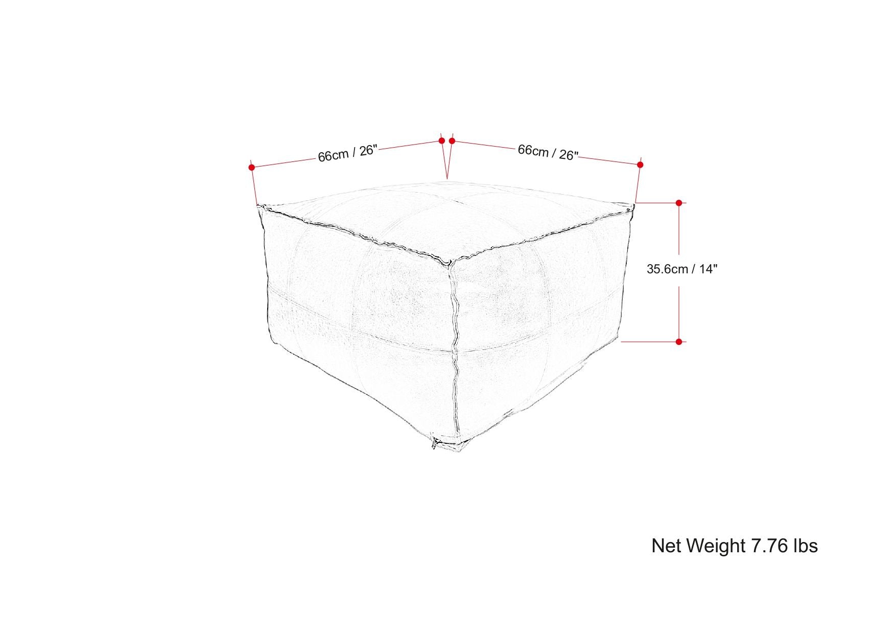 Sheffield - Handcrafted Square Pouf