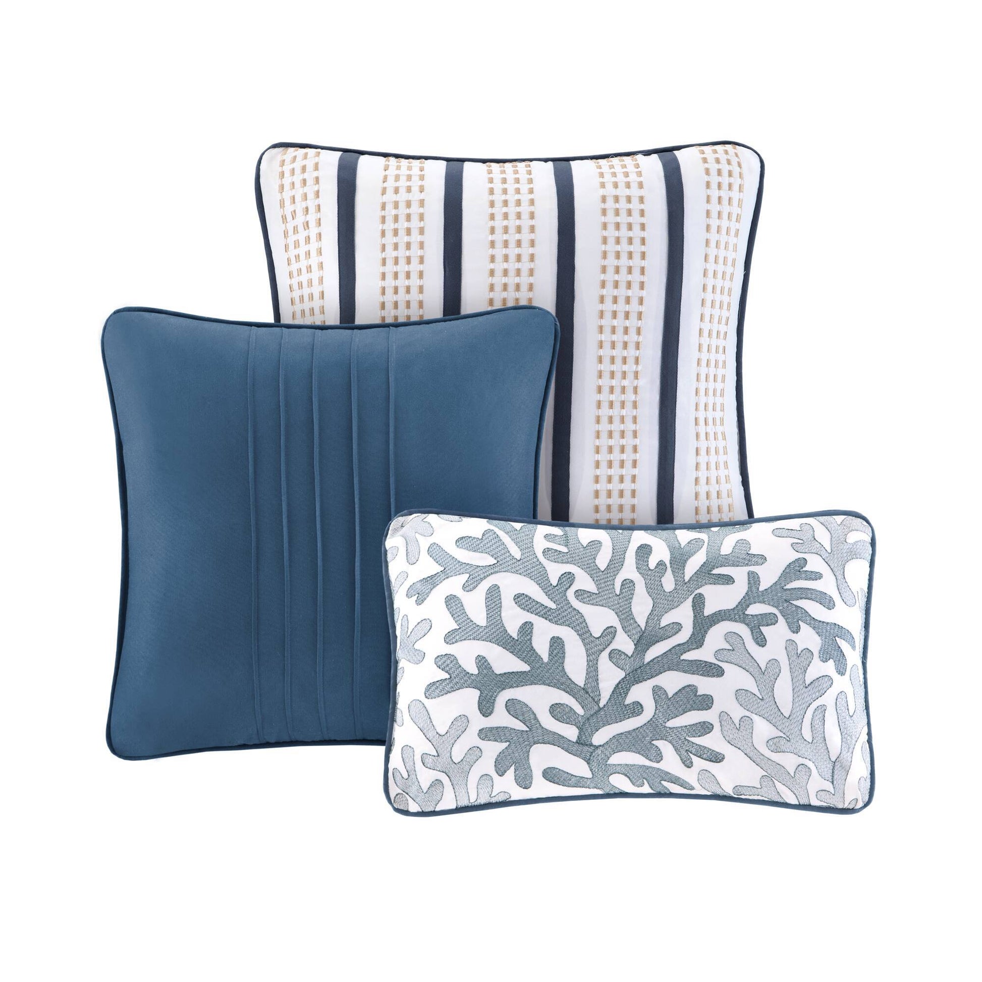 Bayside - Reversible Coverlet Set Microfiber - Blue
