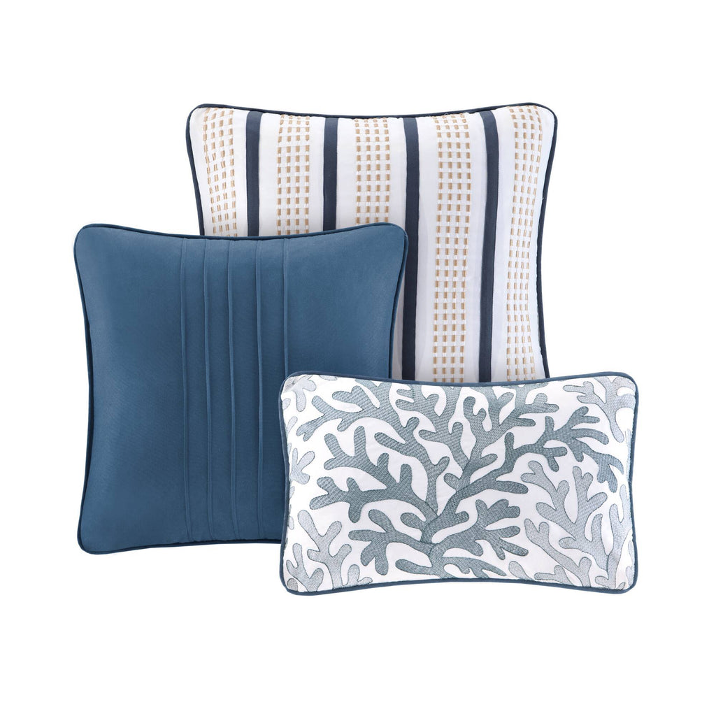Bayside - King Reversible Coverlet Set - Blue