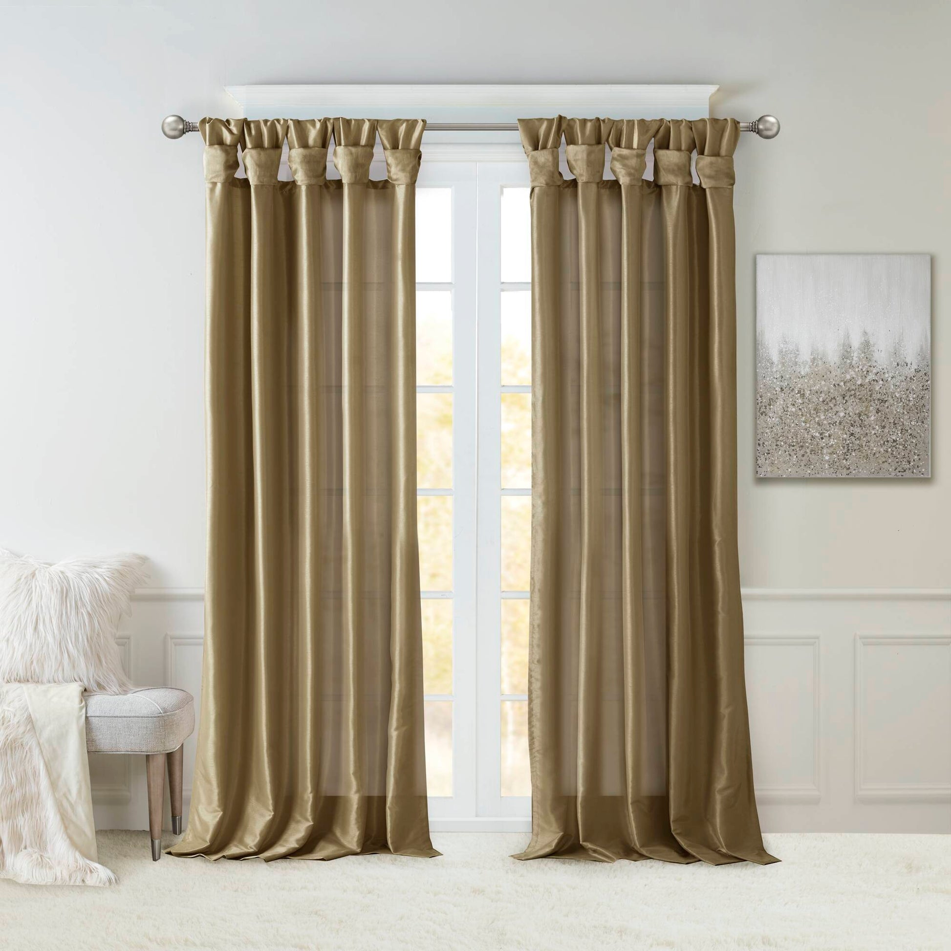 Emilia - 108" Twist Tab Lined Window Curtain - Bronze
