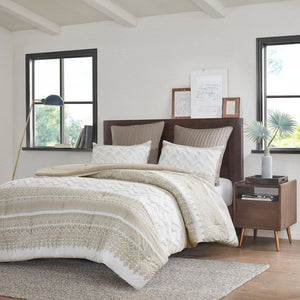 Mila - 3 Piece Comforter Set With Tufting - Taupe