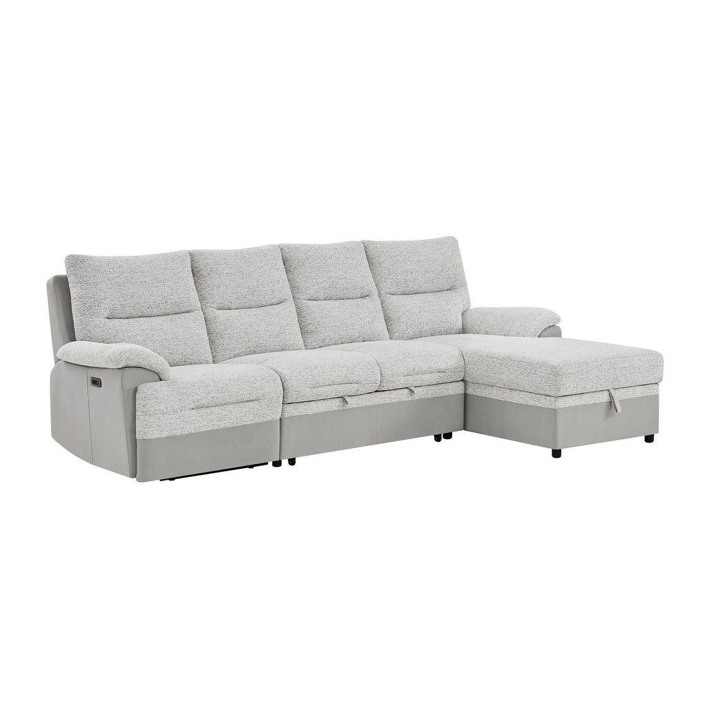 Sectional Sofa With Power Recline, USB Charging, And Storage Chaise - Gray