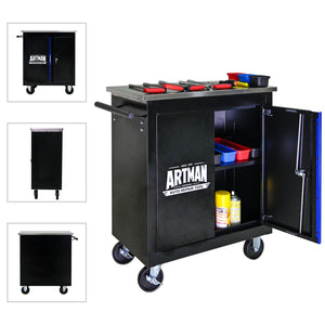 Movable Lockable Double Door Partition With Lock Multi Functional Hardware Storage Tool Car Auto Repair Locker - Black / Blue