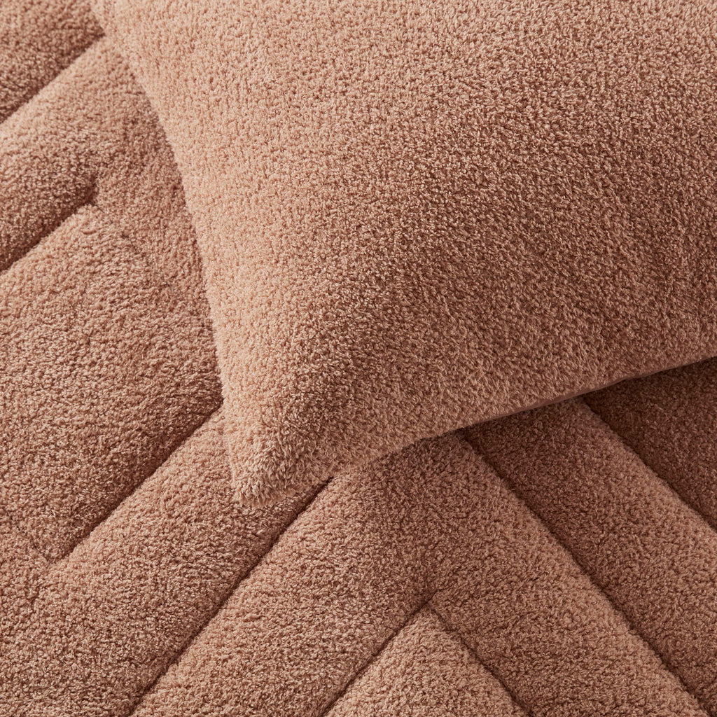 Kyla - Full/Queen Double Diamond Quilted Teddy Comforter Set - Brown