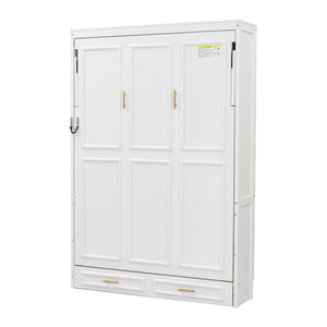 Full Size Murphy Bed With 2 Drawers - Beige