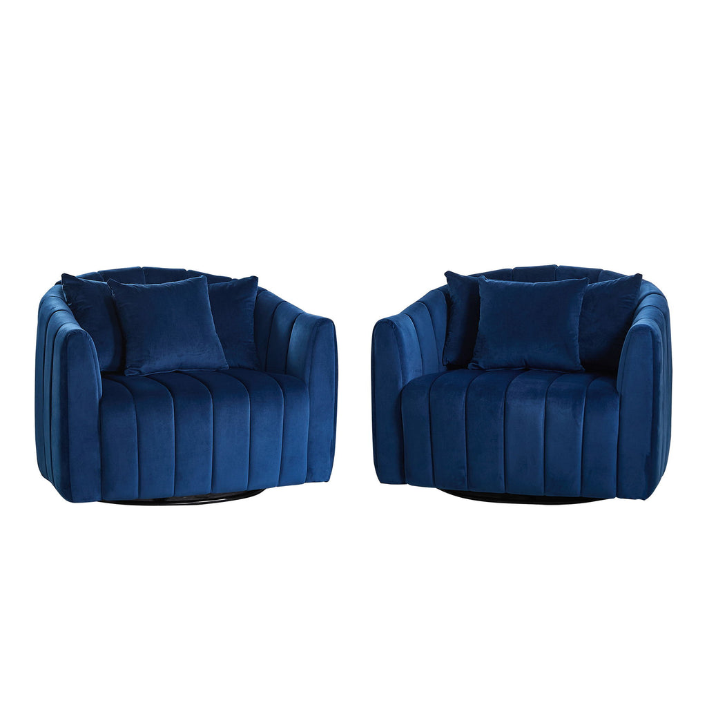 Upholstered Oversized 360° Swivel Accent Barrel Chair And Half Cozy Sofa With 3 Pillows