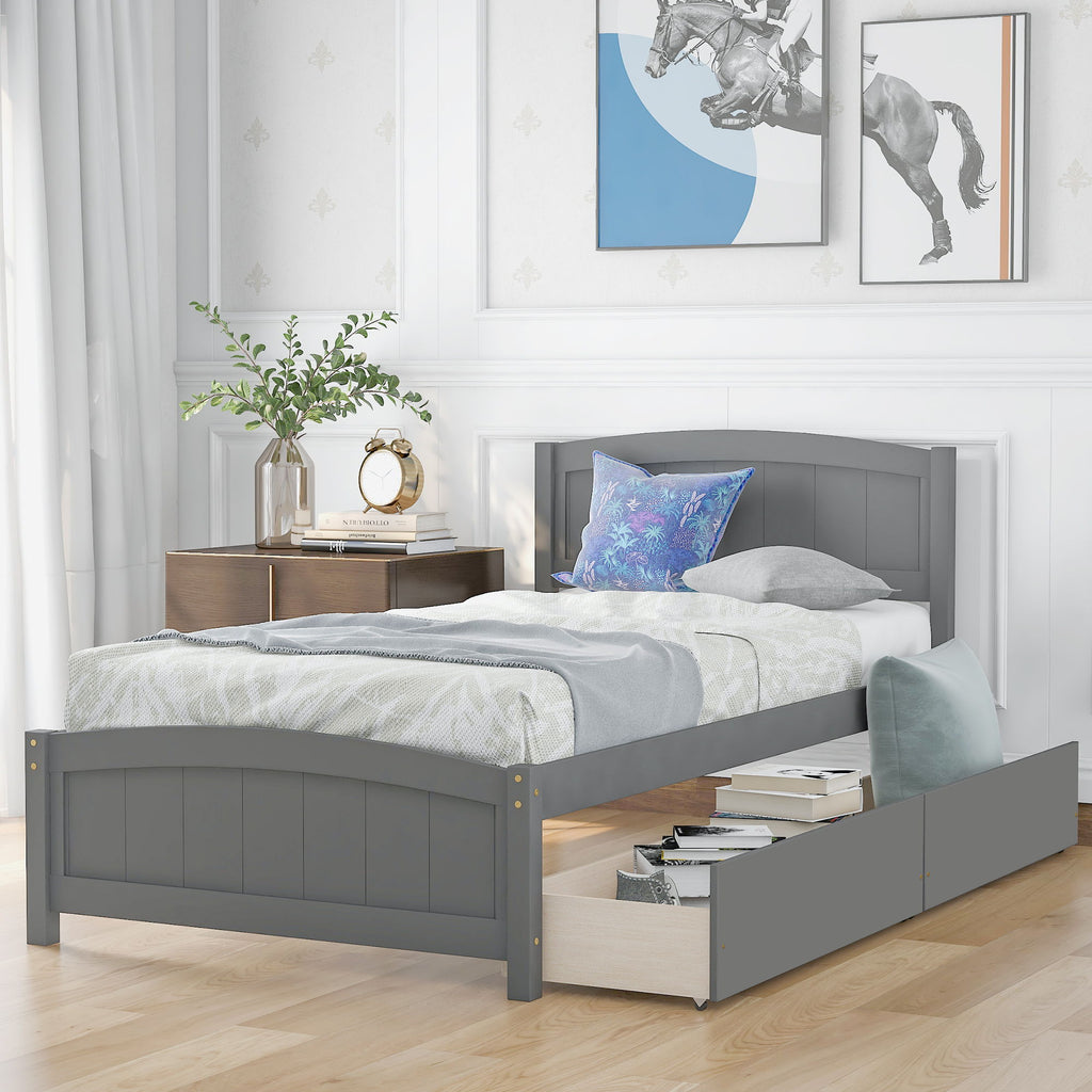 Platform Bed & Headboard, Footboard And Wood Slat Support
