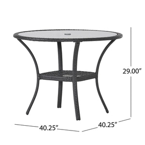 Bistro Table With Iron Frame And Glass Top - Gray