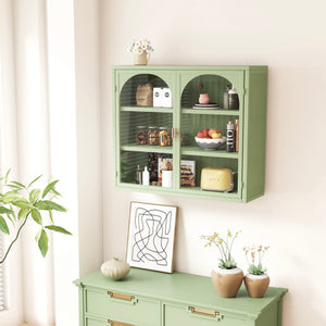 2 Door Wall Cabinet With 3 Tier Storage - Green