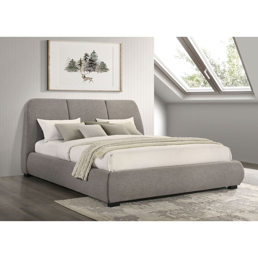 Modern Upholstered Platform Bed With Tufted Headboard