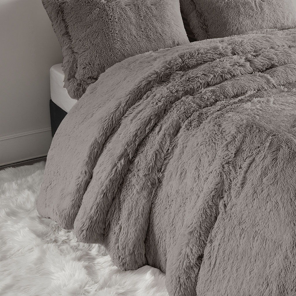 Malea - Shaggy Duvet Cover Set - Gray