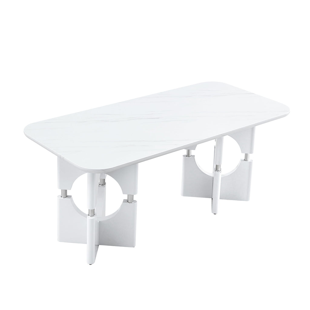 Modern Dining Table With Sleek Hollow-Out Frame And Accents