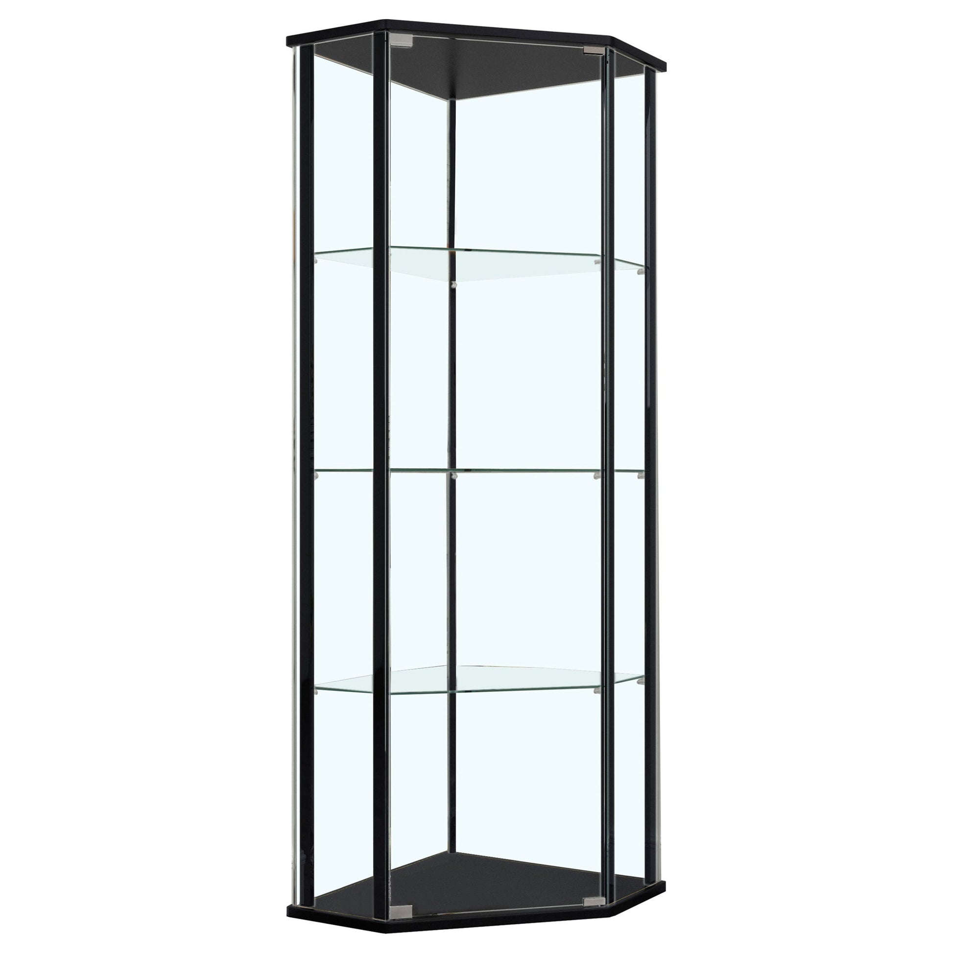 Lysander - 4 Shelf Curio Cabinet With Triangular Silhouette - Black