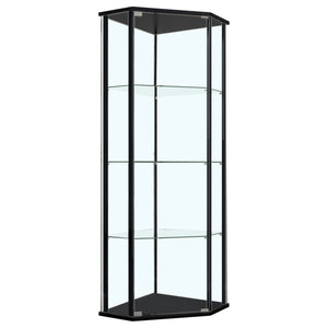 Lysander - 4 Shelf Curio Cabinet With Triangular Silhouette - Black