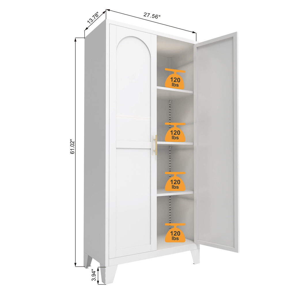 Shapely Doors Cabinet, Metal Storage Cabinet With Doors And Adjustable Shelves