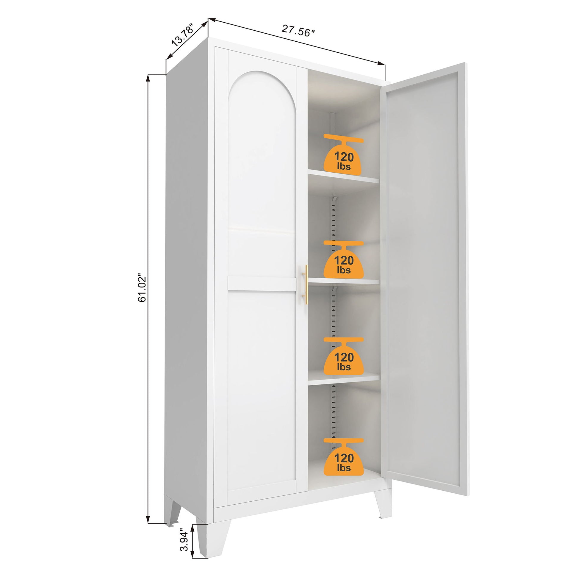 Shapely Doors Cabinet, Metal Storage Cabinet With Doors And Adjustable Shelves