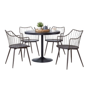 Dakota Winston - 5 Piece Contemporary Dining Set - Black / Brown / Dark Walnut
