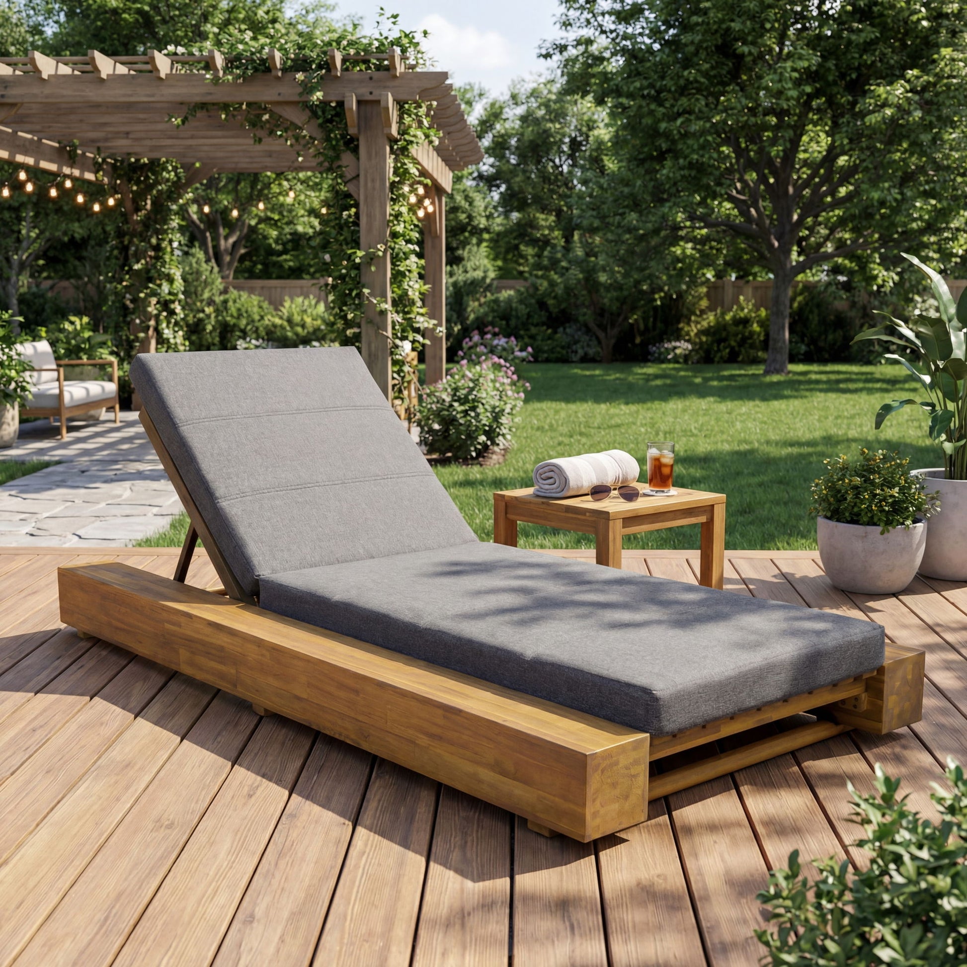 Outdoor Chaise Lounges With Water-Resistant Cushions