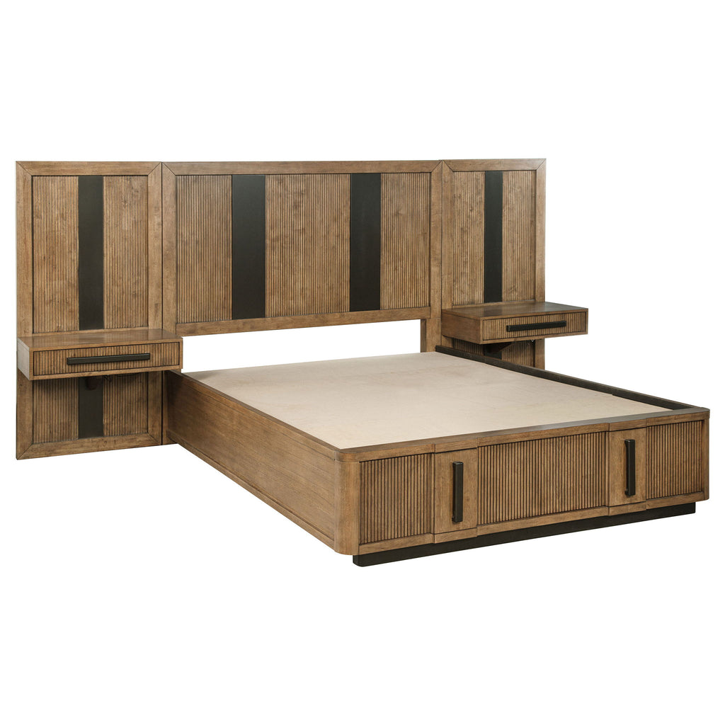 Moraga - 5 Piece Queen Bedroom Set With Fluted Panel Design - Ash Brown