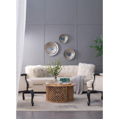 Textured Oversized Disc, Wall Decor For Living Room Bedrrom Entryway Office (Set of 3) - Silver